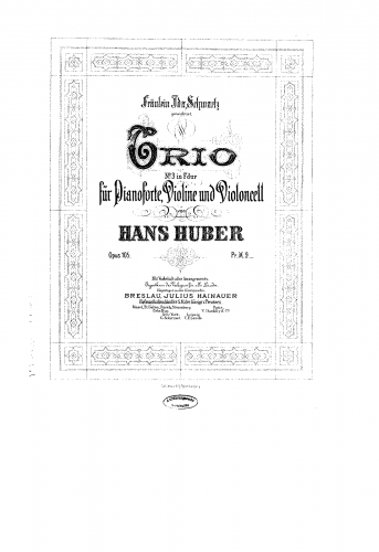 Huber - Piano Trio No. 3, Op. 105