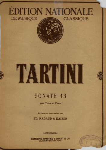 Tartini - Violin Sonata in B-flat major - For Violin and Piano (Kaiser)