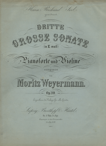 Weyermann - Violin Sonata No. 3, Op. 10 - Scores and Parts