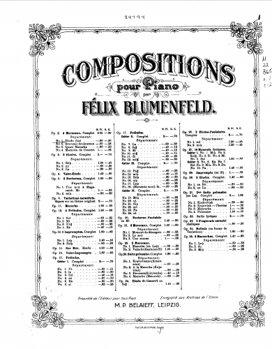 Blumenfeld - Four Pieces, Op. 2 - Nos. 1 and 2