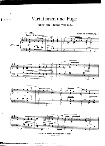 Dohnányi - Variations and Fugue - Score