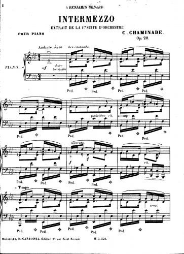 Chaminade - Suite d'Orchestre No. 1 - 2. Intermezzo For Piano solo - Score