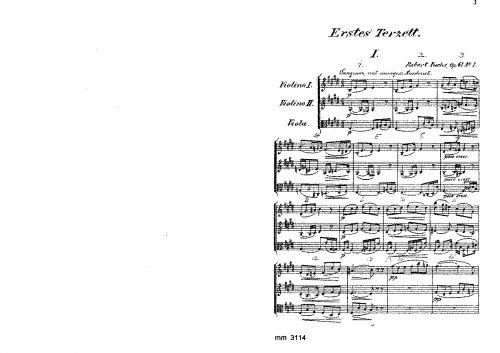 Fuchs - 2 String Trios, Op. 61 - Scores and Parts No. 1 in E major - Score