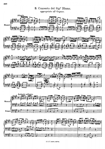 Colin de Blamont - Concerto appropriato all' Organo - Concerto del Sigr. Blamr (A major)