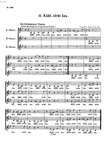 Beethoven - Canon à 3 'Kühl, nicht lau' - Score