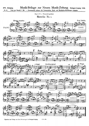 Höfle - Mazurka No. 1 - Score