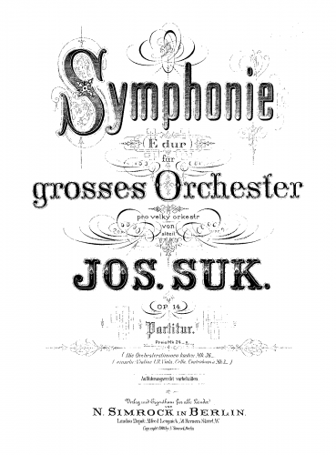 Suk - Symphony No. 1 - Score