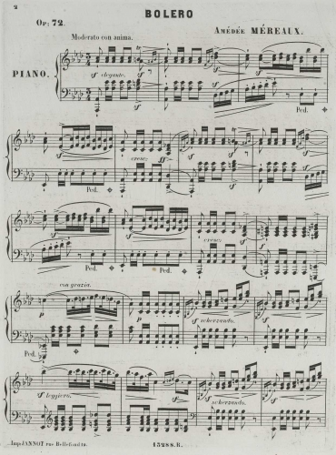 Méreaux - Bolero, Op. 72 - Score