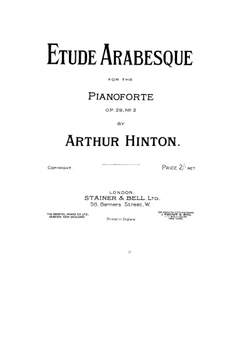 Hinton - Pieces for Piano, Op. 29 - Score