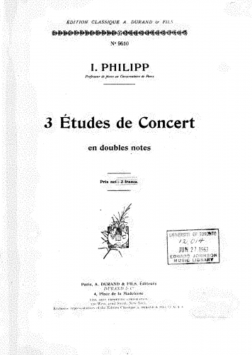 Philipp - 3 Études de concert en doubles notes - Score