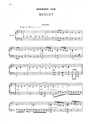 Hüe - Menuet - Score