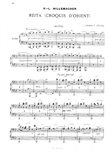 Hillemacher - Reita (Croquis d'Orient) - Score