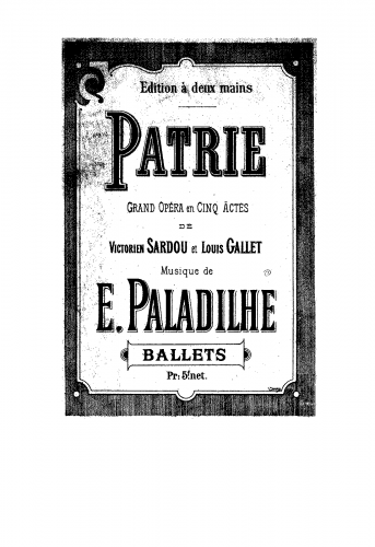 Paladilhe - Patrie! - Ballet For Piano solo (Salomon) - Score