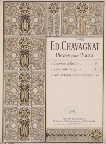 Chavagnat - 3 Pièces pour piano - 1. Caprice d'enfant