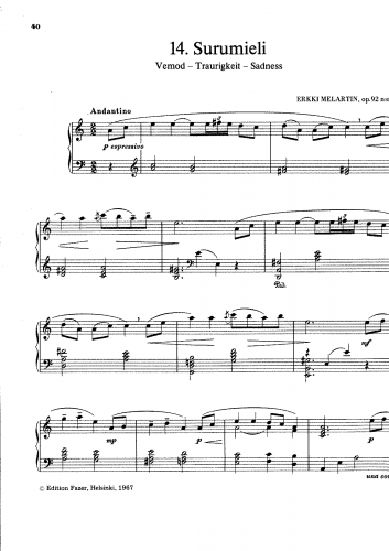 Melartin - Piano Pieces - 3. Surumieli