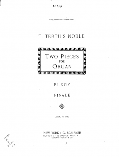 Noble - 2 Pieces for Organ - Score