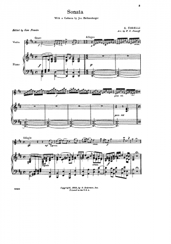 Corelli - 12 Violin Sonatas, Op. 5 - For Violin and Piano (Dessoff)