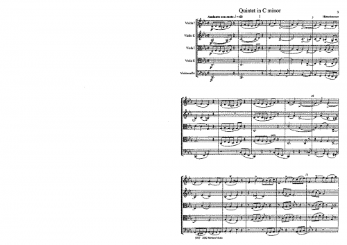 Hüttenbrenner - String Quintet - Scores - Score