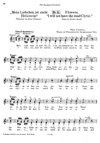 Cornelius - Mein Liebchen ist nicht Heliotrop - Score