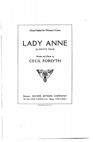 Forsyth - Lady Anne - Score