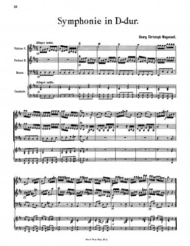Wagenseil - Symphony in D major - Score