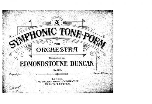 Duncan - Symphonic Tone Poem, Op. 108 - Full Score - Score