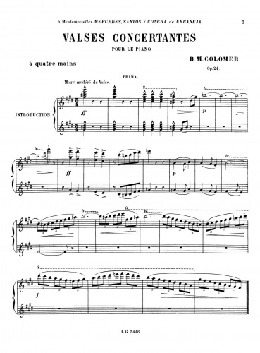 Colomer - Valses concertantes, Op. 24 - Score