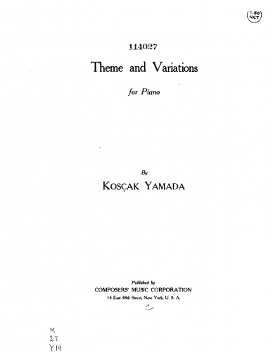 Yamada - Theme and Variations - Score