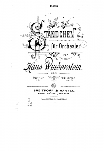 Winderstein - Ständchen für Orchester - Score