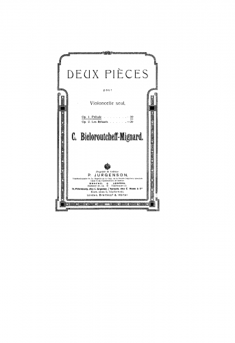 Minyar-Beloruchev - 2 Pieces for Cello Solo - Score
