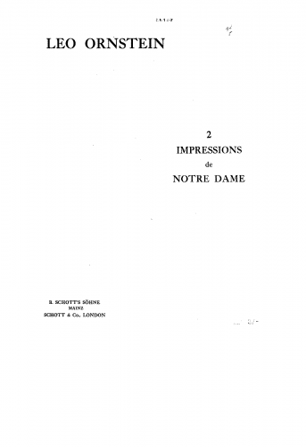 Ornstein - Impressions of Notre Dame - Piano Score - Score