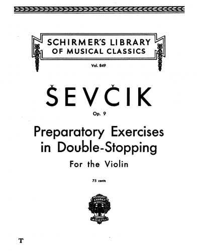 Sev?ík - Preparatory Exercises in Double-Stopping for the Violin, Op. 9 - Score