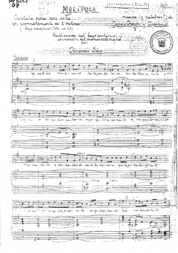Orejón y Aparicio - Mariposa - Scores and Parts - Condensed score
