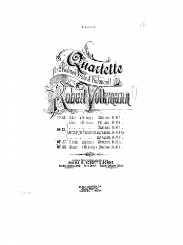 Volkmann - String Quartet No. 5