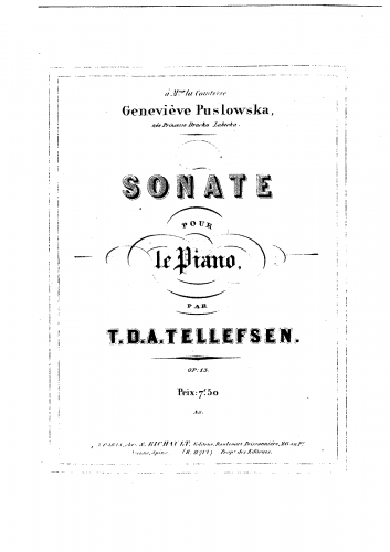 Tellefsen - Piano Sonata, Op. 13 - Score