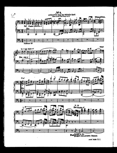 Beethoven - Violin Sonata No. 9, Op. 47 - Selections For Organ Solo (André) - Andante