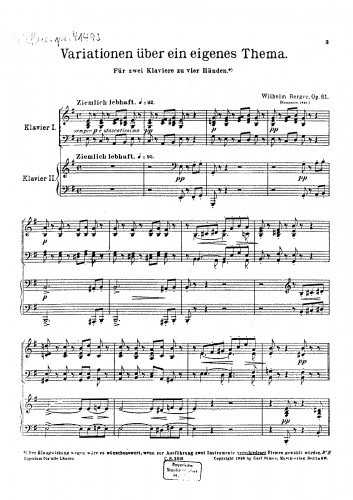 Berger - Variations on an Original Theme - Score