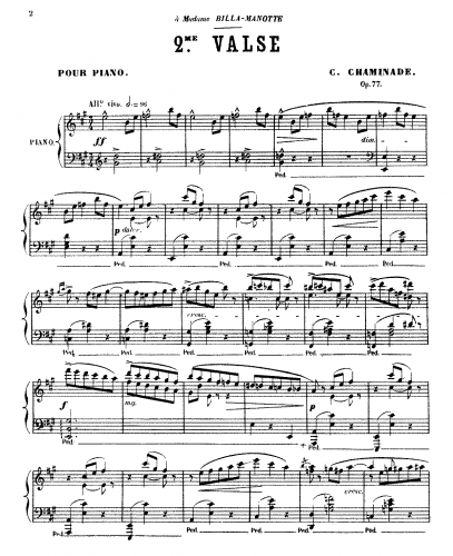 Chaminade - 2ème valse, Op. 77 - Score