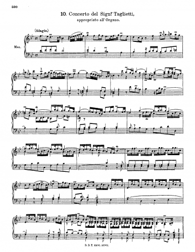 Taglietti - Concerto appropriato all'Organo in B-flat major - For organ solo (Walther) - Score