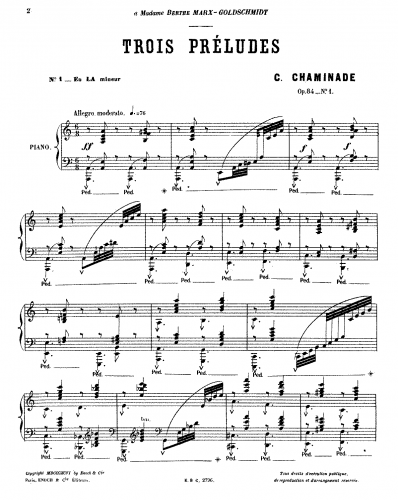 Chaminade - 3 Préludes, Op. 84 - Score