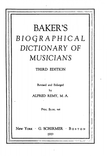 Baker - A Biographical Dictionary of Musicians - Complete Book