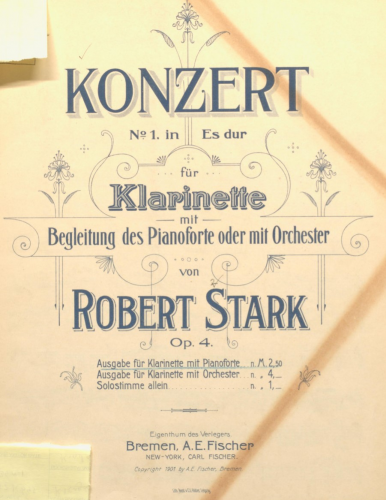 Stark - Clarinet Concerto No. 1 - For Clarinet and Piano (Stark)