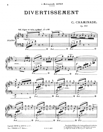 Chaminade - Divertissement, Op. 105 - Score