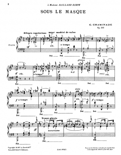 Chaminade - Sous le masque, Op. 116 - Score