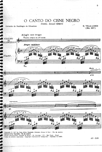 Villa-Lobos - O canto do cisne negro - Piano Score and Violin Part (W123)