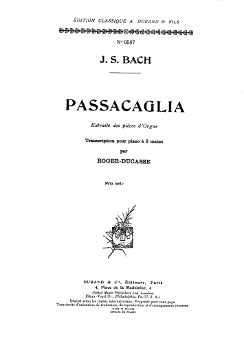 Bach - Passacaglia in C minor - For Piano solo (Roger-Ducasse) - Passacaglia (only)