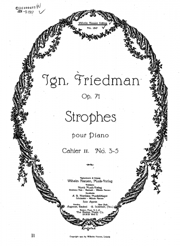 Friedman - Strophes, Op. 71 - Score