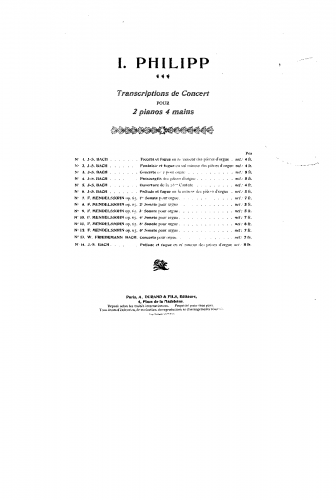 Bach - Prelude and Fugue in D major, BWV 532 - For 2 Pianos (Philipp) - Score