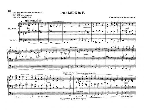 Shackley - Prelude in F major - Score