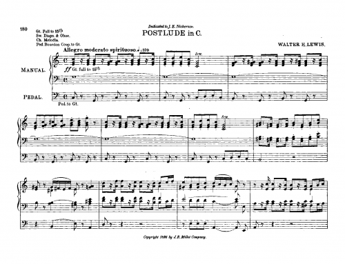 Lewis - Postlude in C major - Score